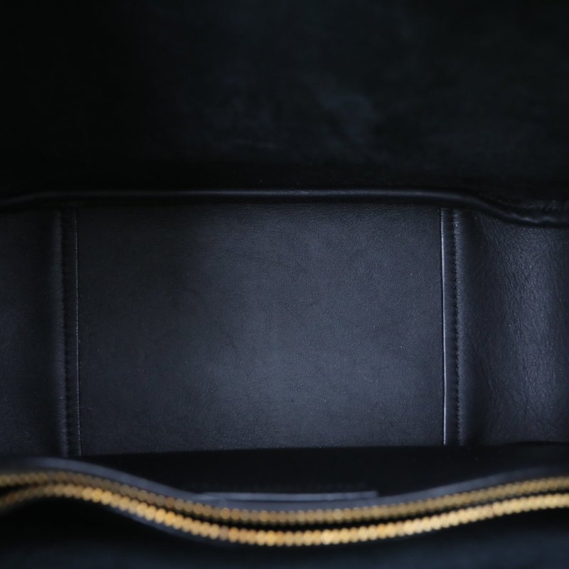 SAINT LAURENT LE5À7HOBO小號黑色牛皮金扣肩背包-2