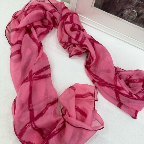 Hermes 愛馬仕真絲長款圍巾絲巾