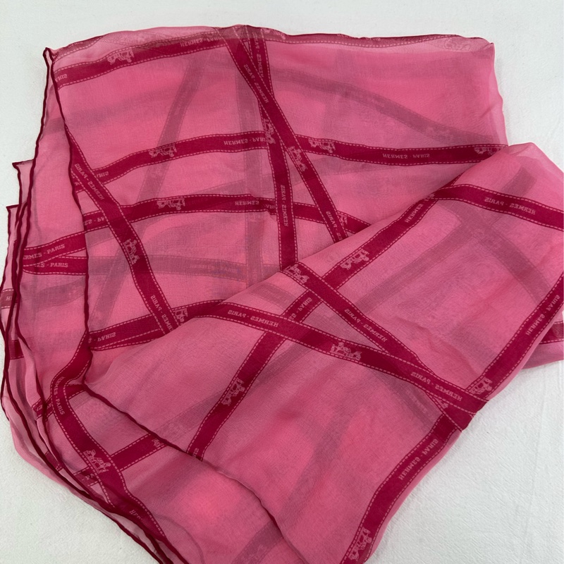 Hermes 愛馬仕真絲長款圍巾絲巾-3
