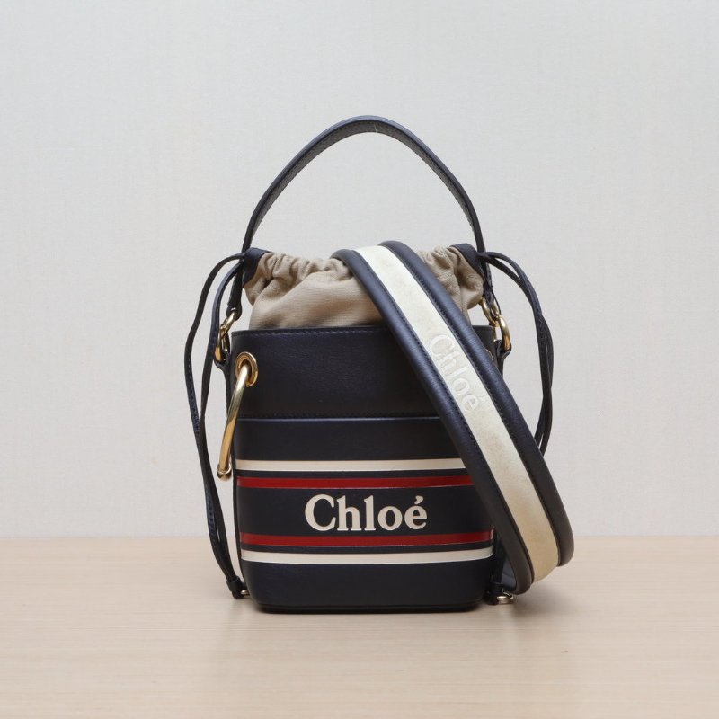 CHLOE 黑色牛皮Roy秀款水桶包單肩包肩背包-0