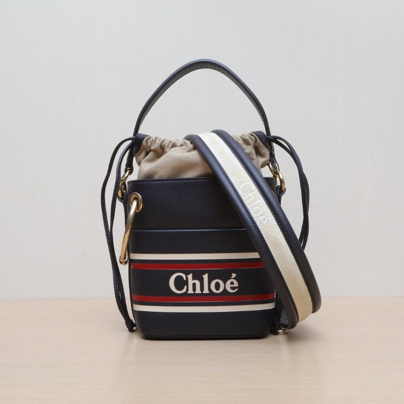 CHLOE 黑色牛皮Roy秀款水桶包單肩包肩背包-1