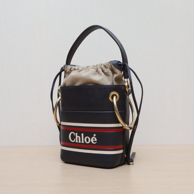 CHLOE 黑色牛皮Roy秀款水桶包單肩包肩背包-4