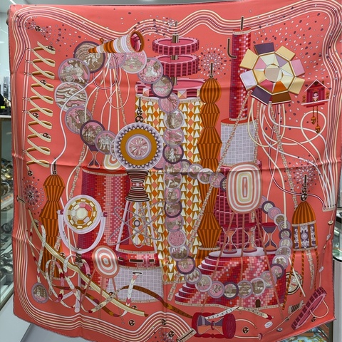 Hermès 愛馬仕 時光實驗室 桑蠶絲 絲巾 90*90
