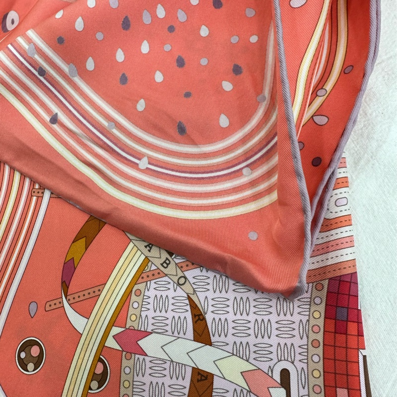 Hermès 愛馬仕 時光實驗室 桑蠶絲 絲巾 90*90-4