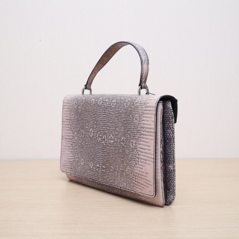 PRADA 漸變色蜥蜴皮銀扣prada喜馬拉雅澤巨手提包肩背包-4