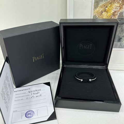 Piaget/伯爵 時來運轉系列開口環 手鐲18k白金材質搭配鑲嵌20顆鑽 15碼 17年卡