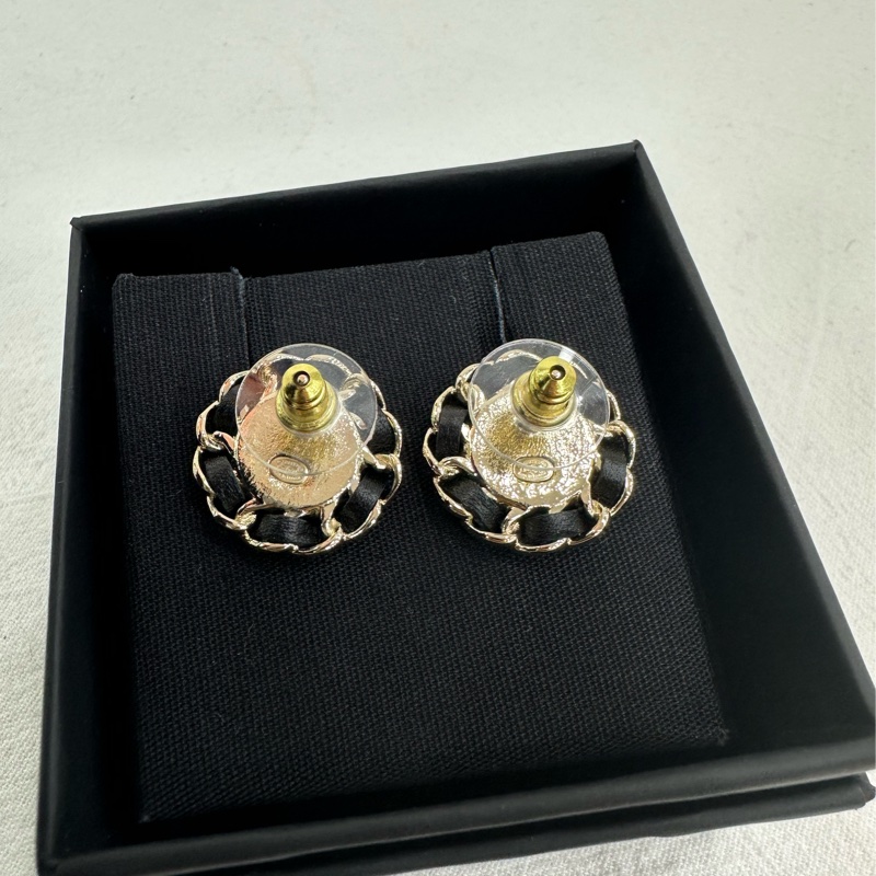 CHANEL香奈兒-24A復古紫色琺瑯皮穿鏈條圓形雙C耳環-4