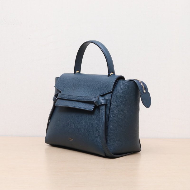 CELINE Belt鯰魚包Micro24綠色牛皮金扣肩背包-3