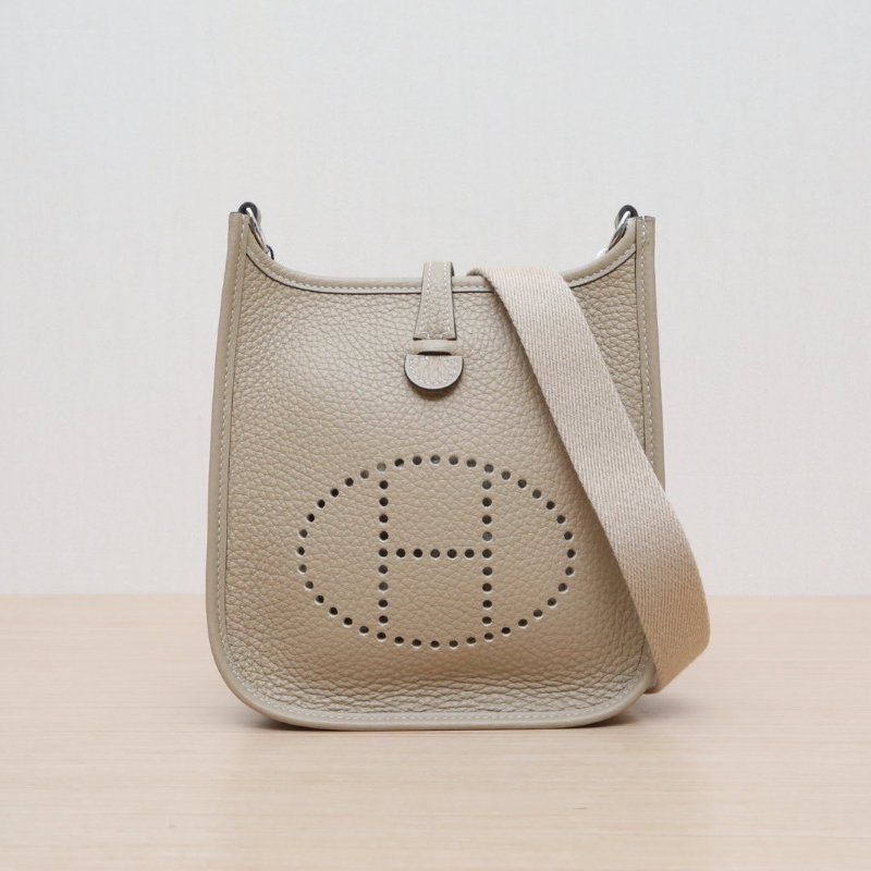 HERMES EvelyneMini16S2風衣灰TC皮U刻銀扣肩背包-1