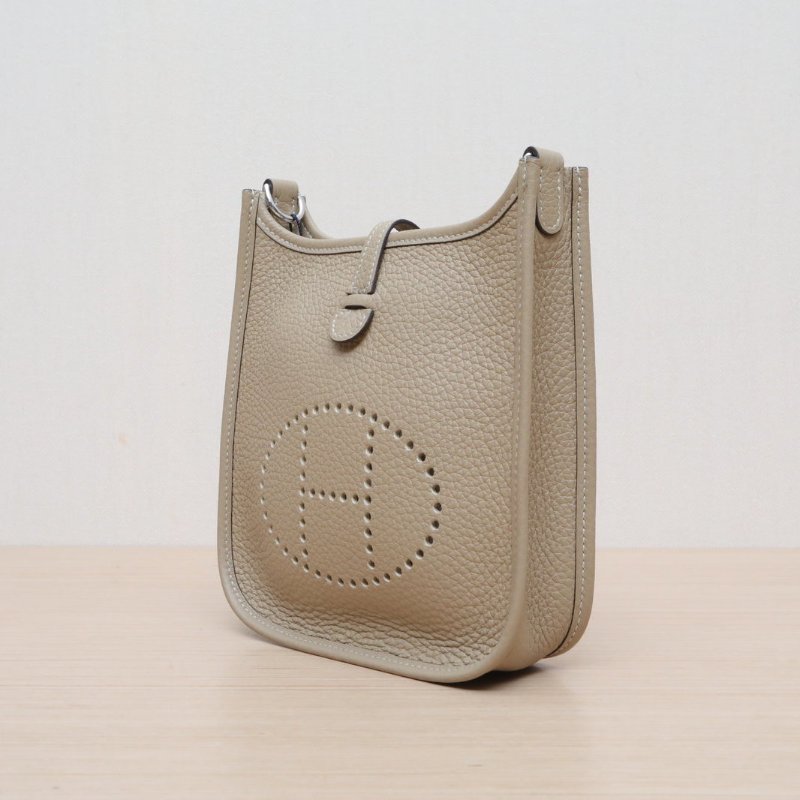 HERMES EvelyneMini16S2風衣灰TC皮U刻銀扣肩背包-3