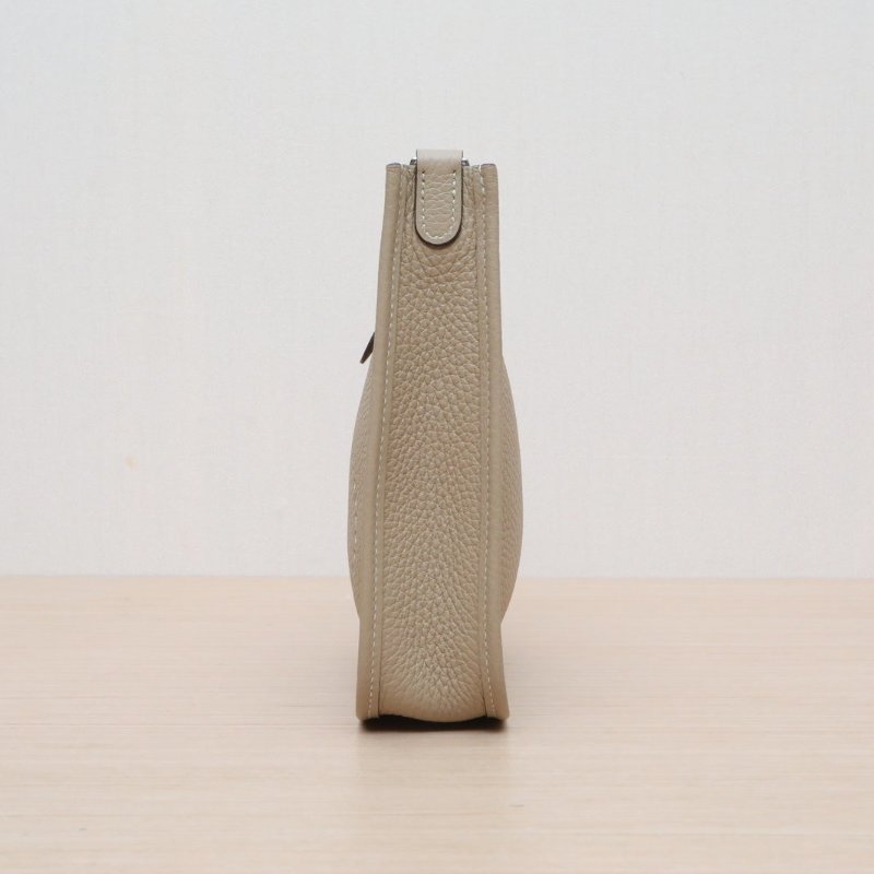 HERMES EvelyneMini16S2風衣灰TC皮U刻銀扣肩背包-4