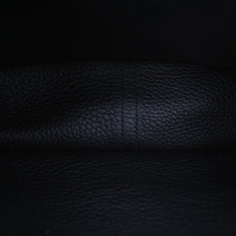 HERMES Halzan25雙提手單肩包89黑色TC皮W刻金扣肩背包-3