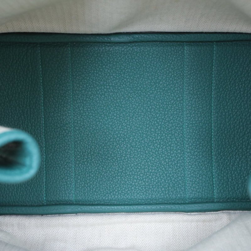 HERMES GardenParty花園包36Z6孔雀綠NEGONA皮C刻銀扣肩背包-2