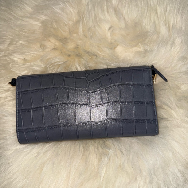 🩶Balenciaga 霧霾藍 機車 WOC（輕微使用痕跡）  Balenciaga 機車 WOC 霧霾藍 真皮 鉚釘 錢包 斜背包 長夾 經典 機車款 時尚 小包 輕微 使用痕 精品-2