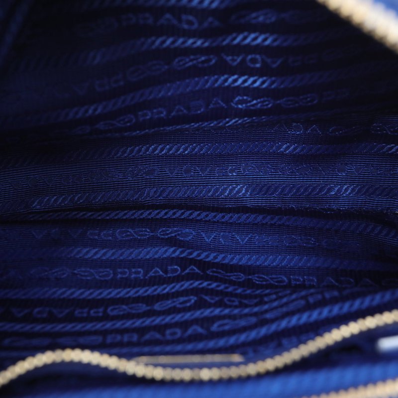 PRADA 藍色牛皮尼龍金扣降落傘鏈條單肩斜挎包/肩背包-2