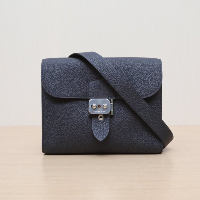 HERMES SacaDepeches斜挎包213Y軟呢色Togo皮U刻銀扣肩背包-1