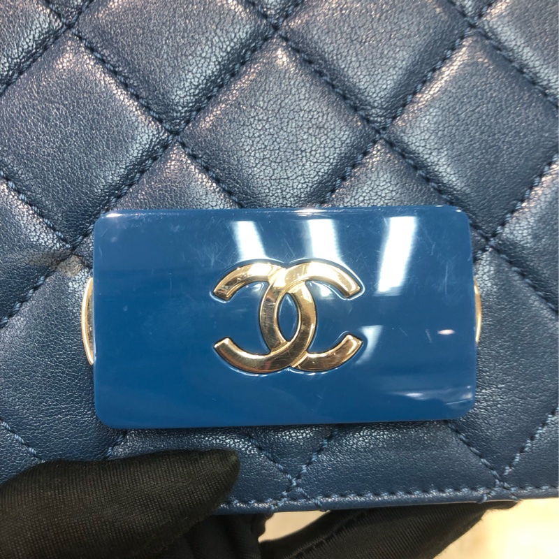 Chanel 藍色大琺瑯扣鏈條包 XB891-14