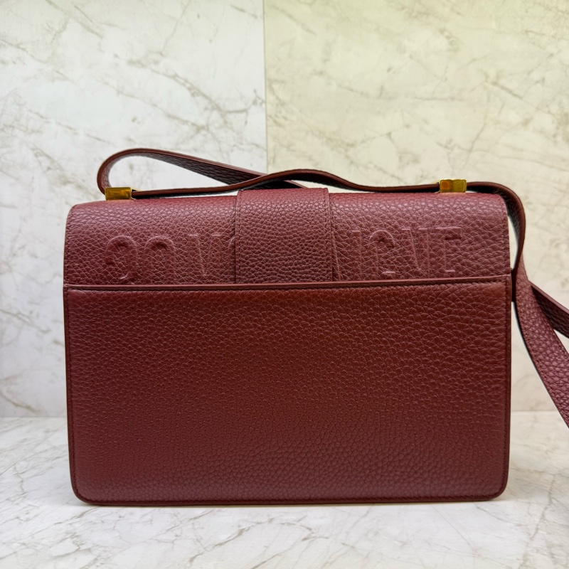 DIOR酒紅金釦蒙田包側背包24CM-1