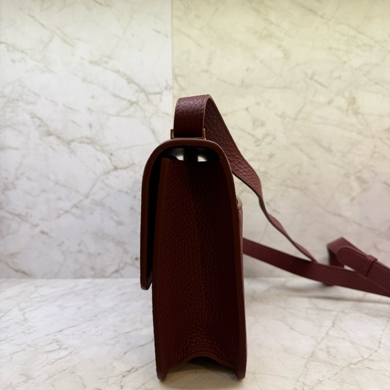 DIOR酒紅金釦蒙田包側背包24CM-2