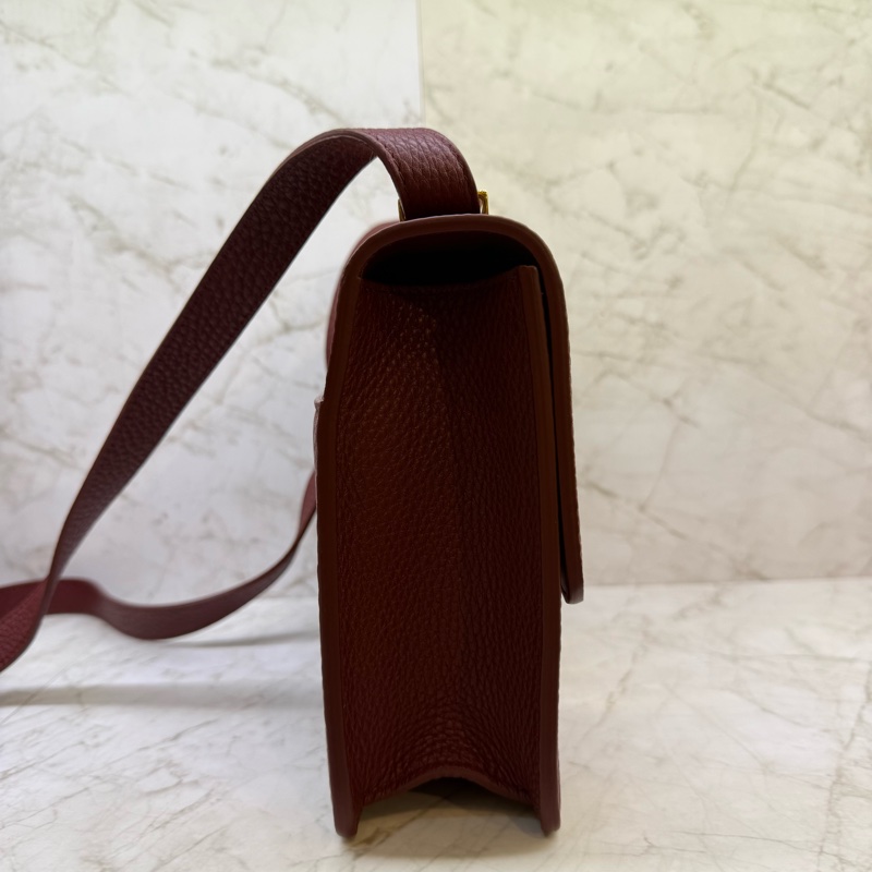 DIOR酒紅金釦蒙田包側背包24CM-3