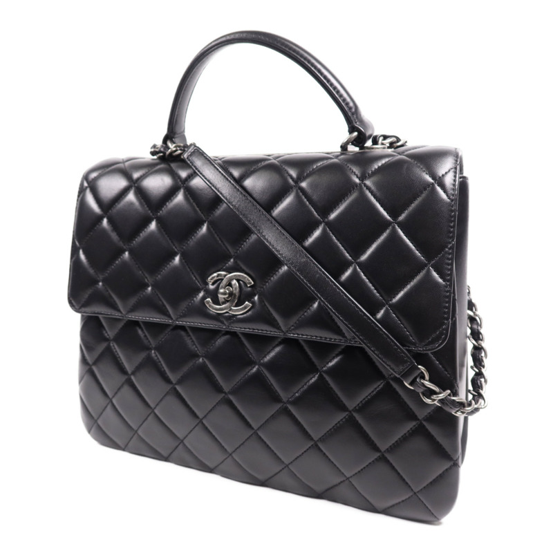 CHANEL 羊皮皮革Trendy cc銀扣鏈帶肩背袋-2