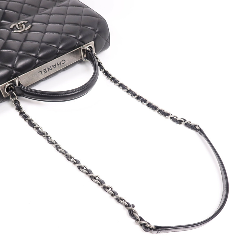 CHANEL 羊皮皮革Trendy cc銀扣鏈帶肩背袋-7