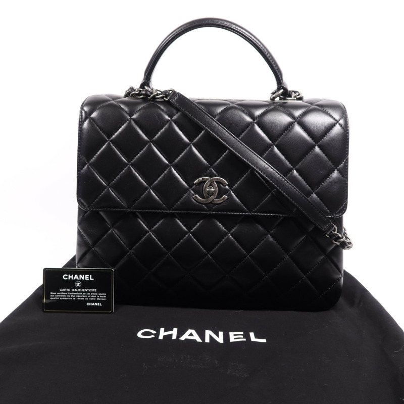 CHANEL 羊皮皮革Trendy cc銀扣鏈帶肩背袋-8