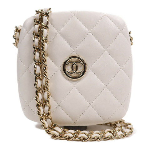 CHANEL 牛皮皮革Chain Shoulder Bag金扣鏈帶肩背袋