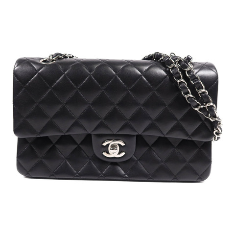 CHANEL 羊皮皮革Classic 25銀扣鏈帶肩背袋