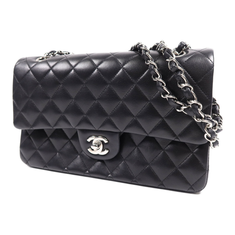 CHANEL 羊皮皮革Classic 25銀扣鏈帶肩背袋-2