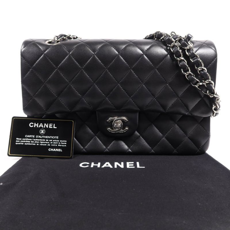 CHANEL 羊皮皮革Classic 25銀扣鏈帶肩背袋-6