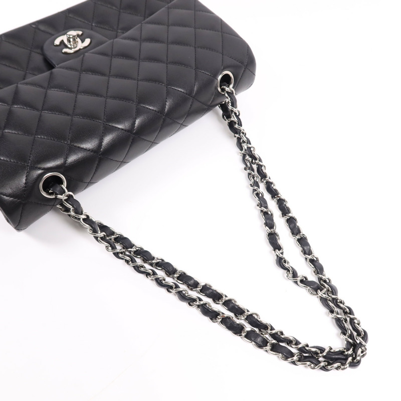 CHANEL 羊皮皮革Classic 25銀扣鏈帶肩背袋-8