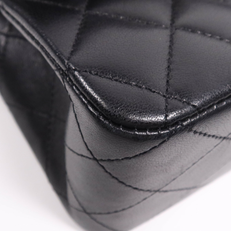 CHANEL 羊皮皮革Classic 25銀扣鏈帶肩背袋-10