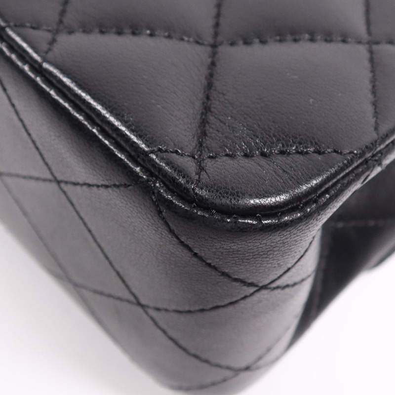 CHANEL 羊皮皮革Classic 25銀扣鏈帶肩背袋-11