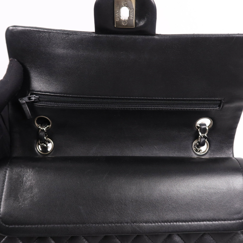CHANEL 羊皮皮革Classic 25銀扣鏈帶肩背袋-13