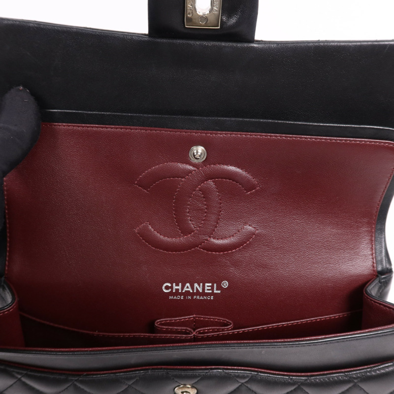 CHANEL 羊皮皮革Classic 25銀扣鏈帶肩背袋-14