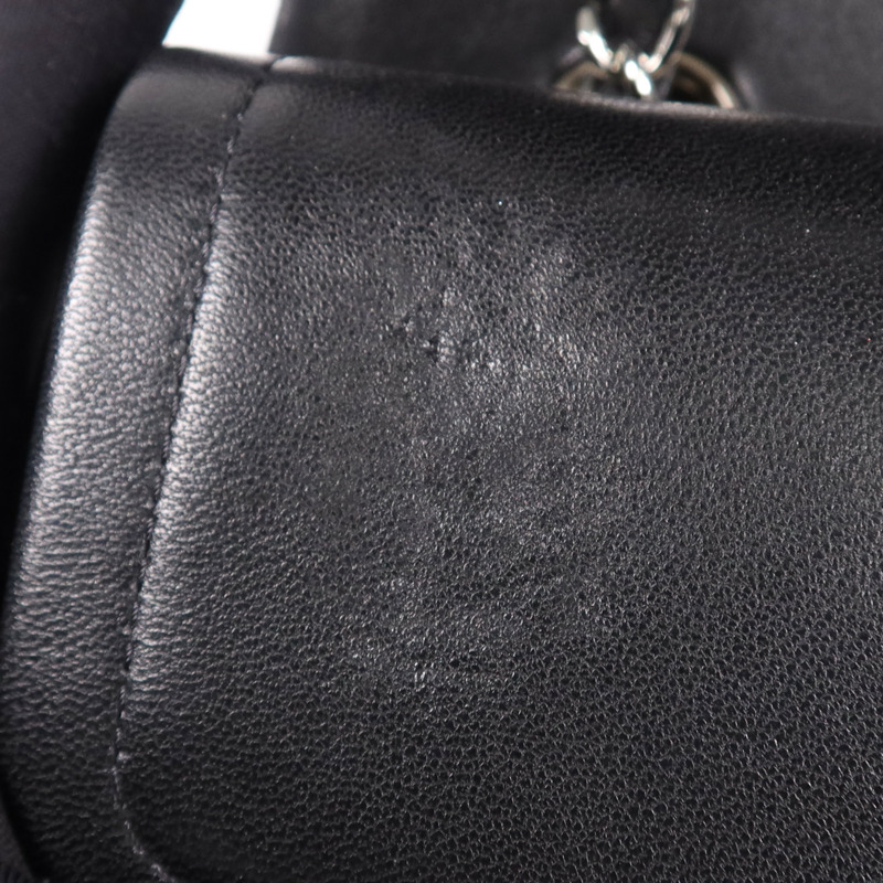 CHANEL 羊皮皮革Classic 25銀扣鏈帶肩背袋-17