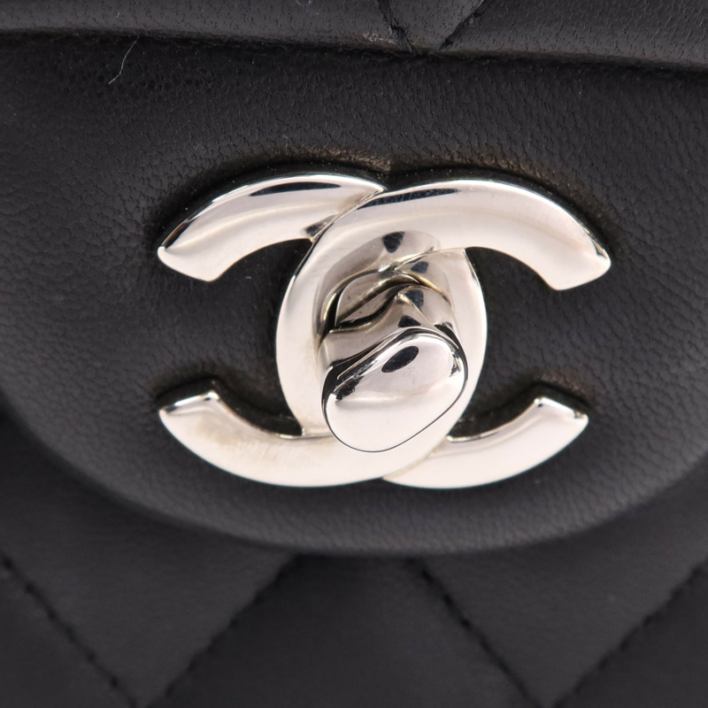 CHANEL 羊皮皮革Classic 25銀扣鏈帶肩背袋-18