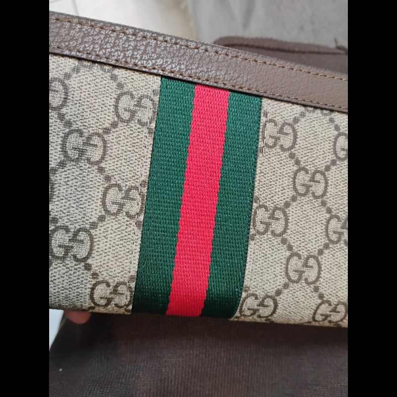 Gucci pvc牛皮 Ophidia 拉鏈12卡長夾 近新品-4