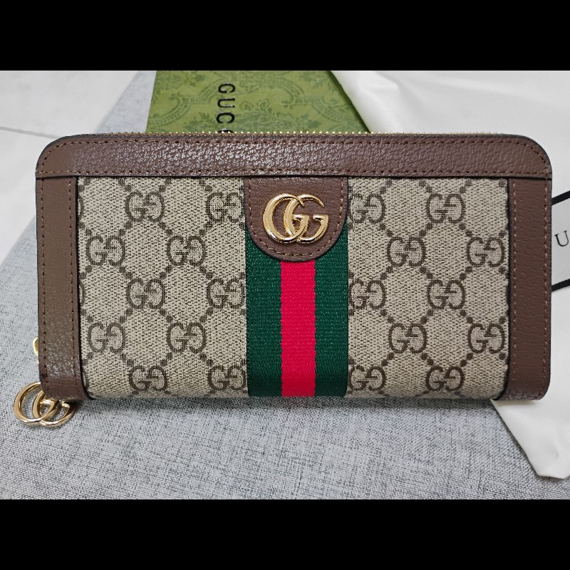Gucci pvc牛皮 Ophidia 拉鏈12卡長夾 近新品-6