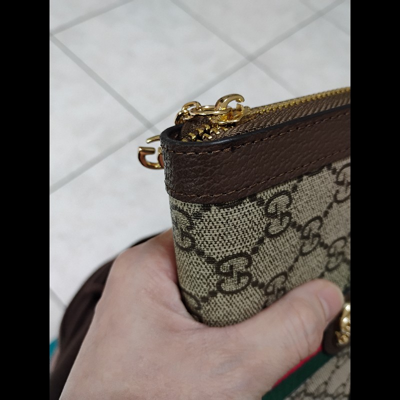 Gucci pvc牛皮 Ophidia 拉鏈12卡長夾 近新品-8
