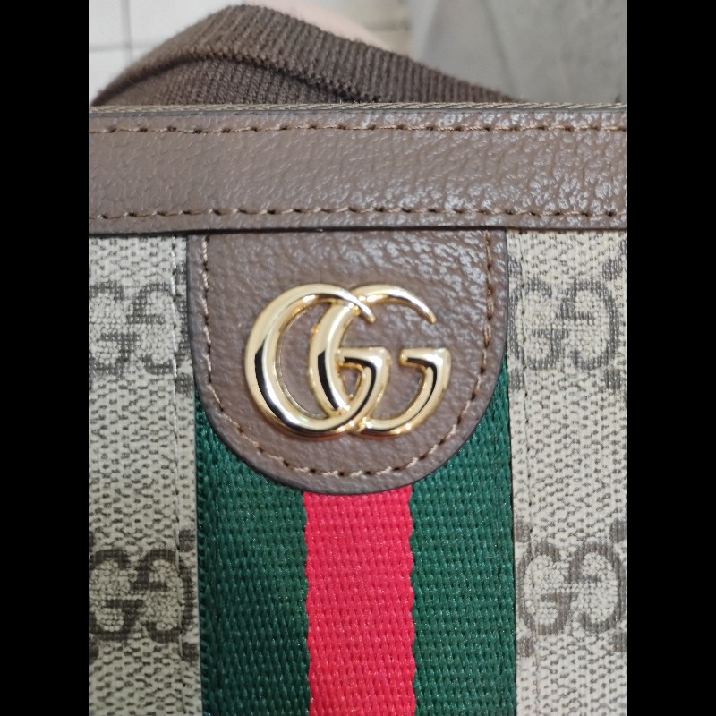 Gucci pvc牛皮 Ophidia 拉鏈12卡長夾 近新品-12