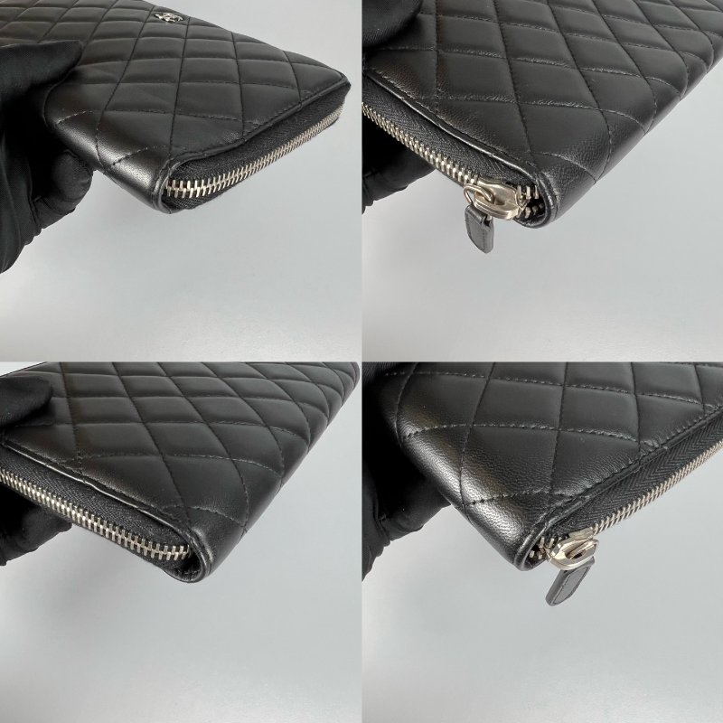 CHANEL 菱格紋ㄇ拉萬用夾 黑 15開-9