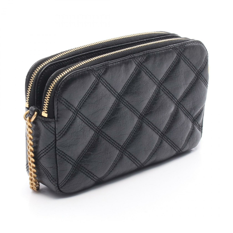 SAINT LAURENT PARIS BECKY 鏈條斜背包 608941 黑色皮革 二手-1