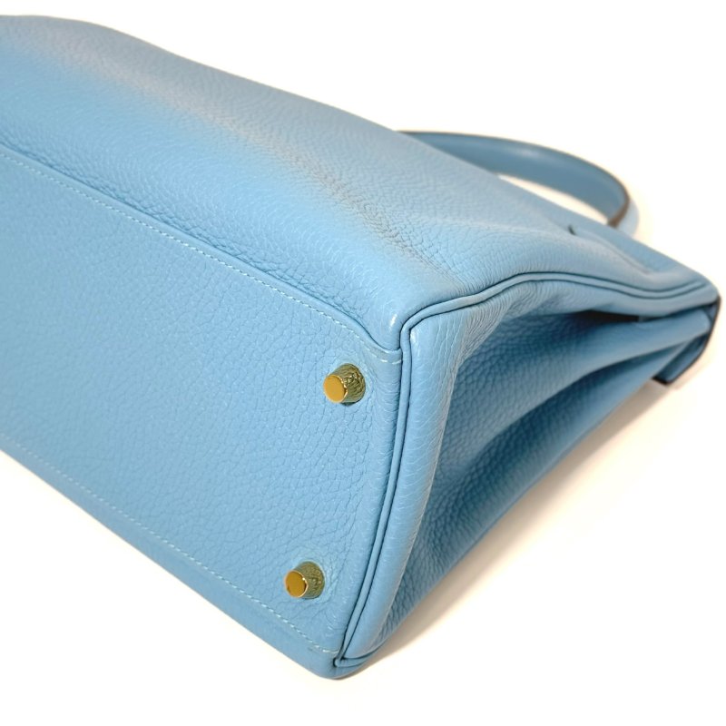 [3936]愛馬仕 Hermes KELLY32 糖果藍手提包 -9