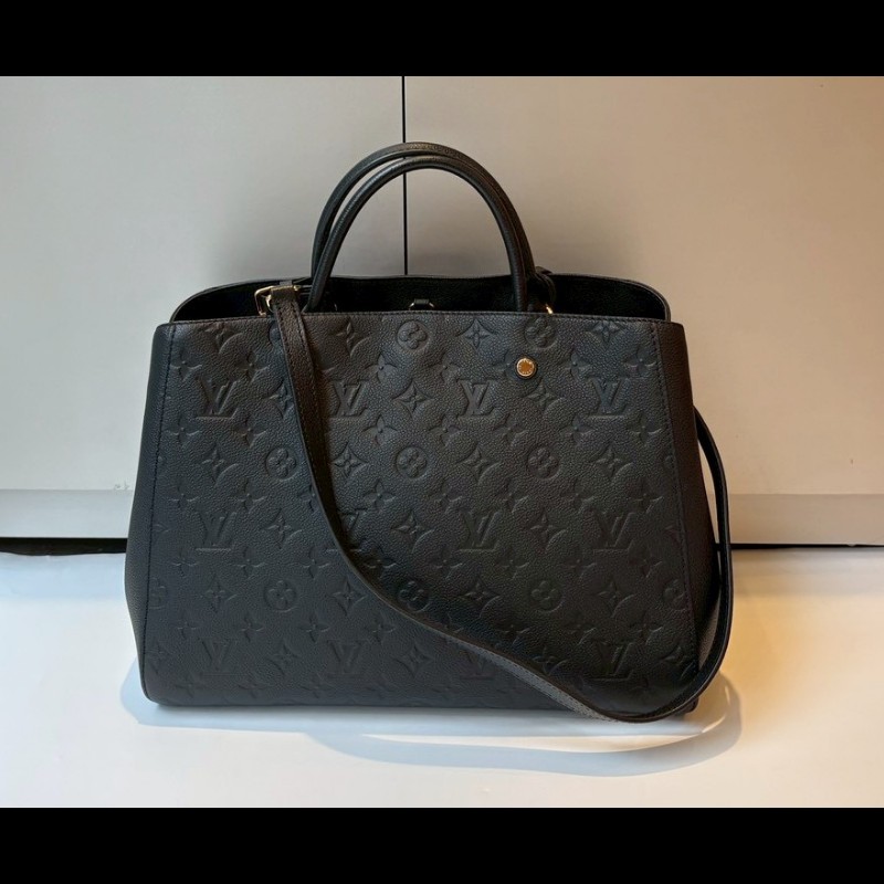 LV 黑皮壓紋兩用大包 蒙恬包-0