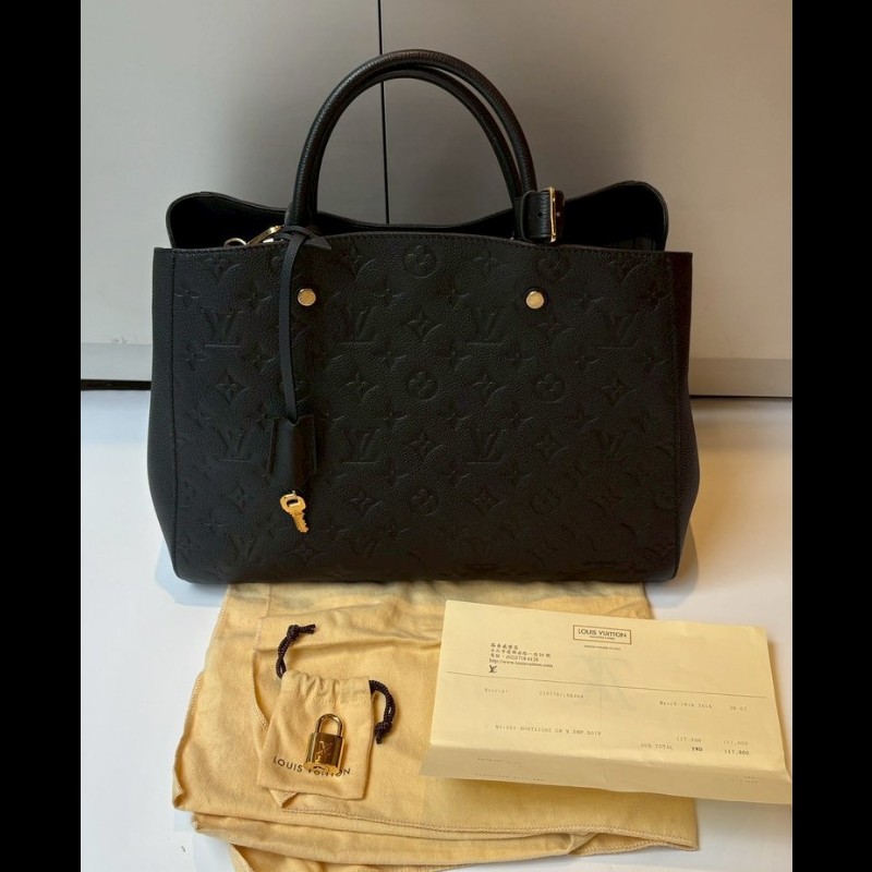 LV 黑皮壓紋兩用大包 蒙恬包-2