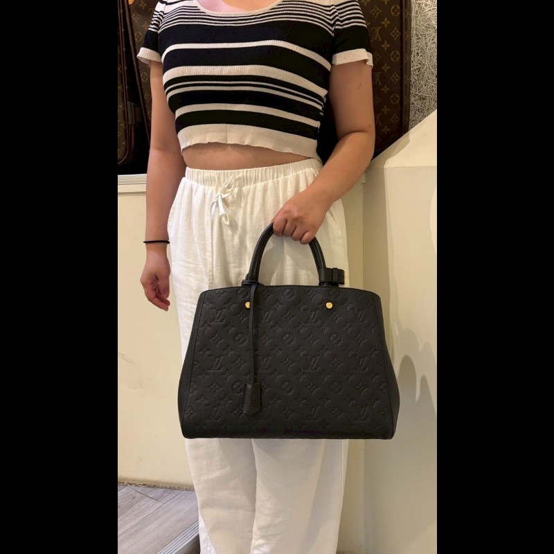 LV 黑皮壓紋兩用大包 蒙恬包-3