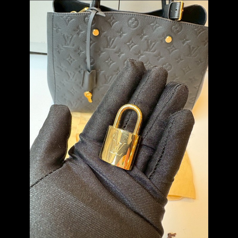 LV 黑皮壓紋兩用大包 蒙恬包-7