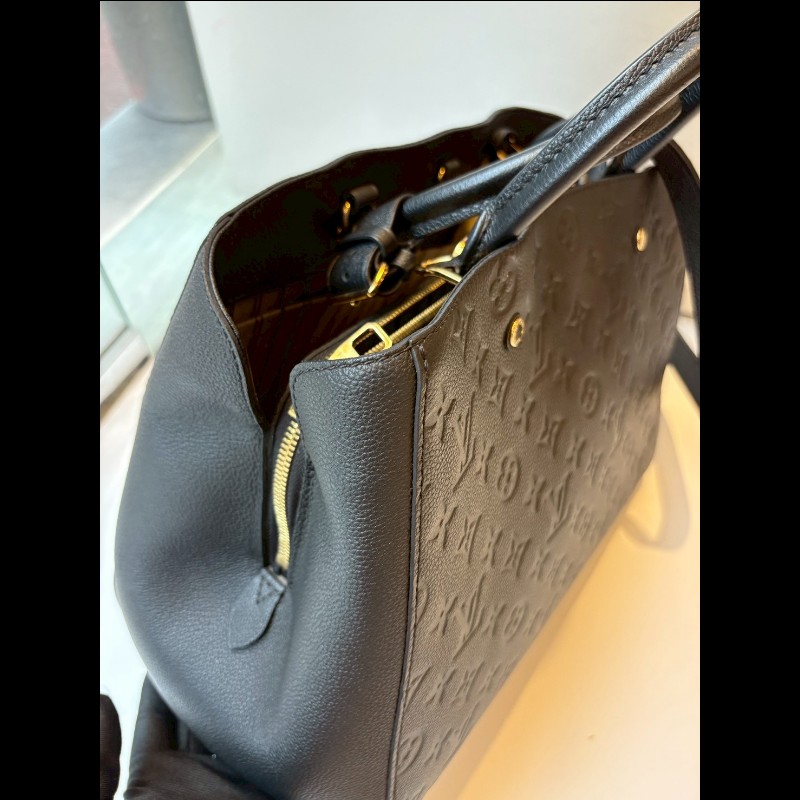 LV 黑皮壓紋兩用大包 蒙恬包-12